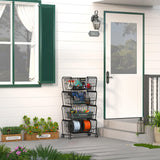 PUSDON Stackable Metal Storage Carts, Dual Use Shelf for Kitchen Fruit Vegetable Baskets with Wheels, Storage Rack for Living Room, Home & Office, Standard Black 4 Tiers PUSDON