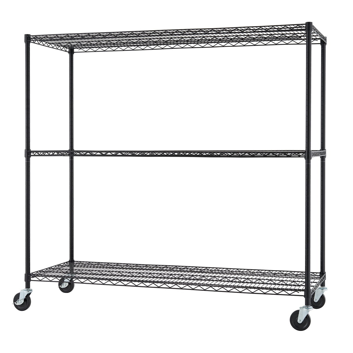 TRINITY Basics 3-Tier Adjustable Wire Shelving with Wheels for Kitchen Organization, Garage Storage, Laundry Room, NSF Certified, 600 to 1350 Pound Capacity, 60” by 24” by 54”, Black TRINITY