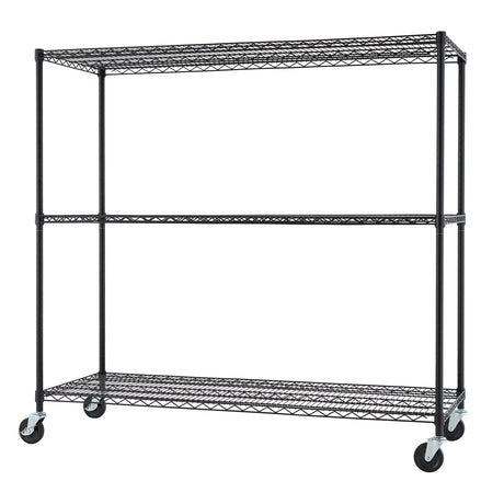 TRINITY Basics 3-Tier Adjustable Wire Shelving with Wheels for Kitchen Organization, Garage Storage, Laundry Room, NSF Certified, 600 to 1350 Pound Capacity, 60” by 24” by 54”, Black TRINITY