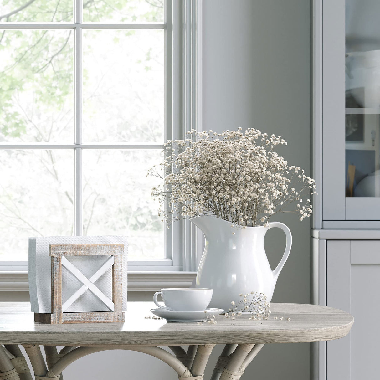 Barnyard Designs Farmhouse Napkin Holder for Table, Napkin Holders for Kitchen, Vintage Rustic Napkin Holder Wood, Distressed Wooden Napkin Holder Dispenser, 6.75" x 5.5" (White/Brown) Barnyard Designs