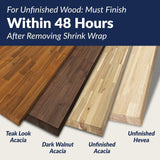 Howizz 4ftx30 x1.5 Desktop Hevea Butcher Block Countertop, Unfinished Solid Wood Butcher Block Table Top for DIY Coffee Table/Workbench Howizz