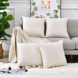 LisBiya Linen Throw Pillow Covers 18 x 18 Beige Decorative Blank Couch Pillow Covers for Sublimation Bed Sofa Farmhouse Cushion Cases Set of 4 LisBiya