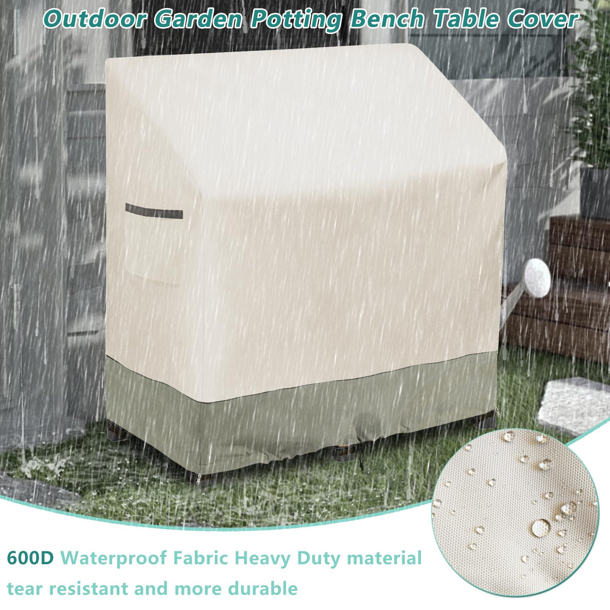 Osileyo Outdoor Garden Potting Bench Table Cover with Split Zipper,Heavy 600D Duty Waterproof Anti-UV All Weather Protection,47" x 20" x 47" -Beige Osileyo