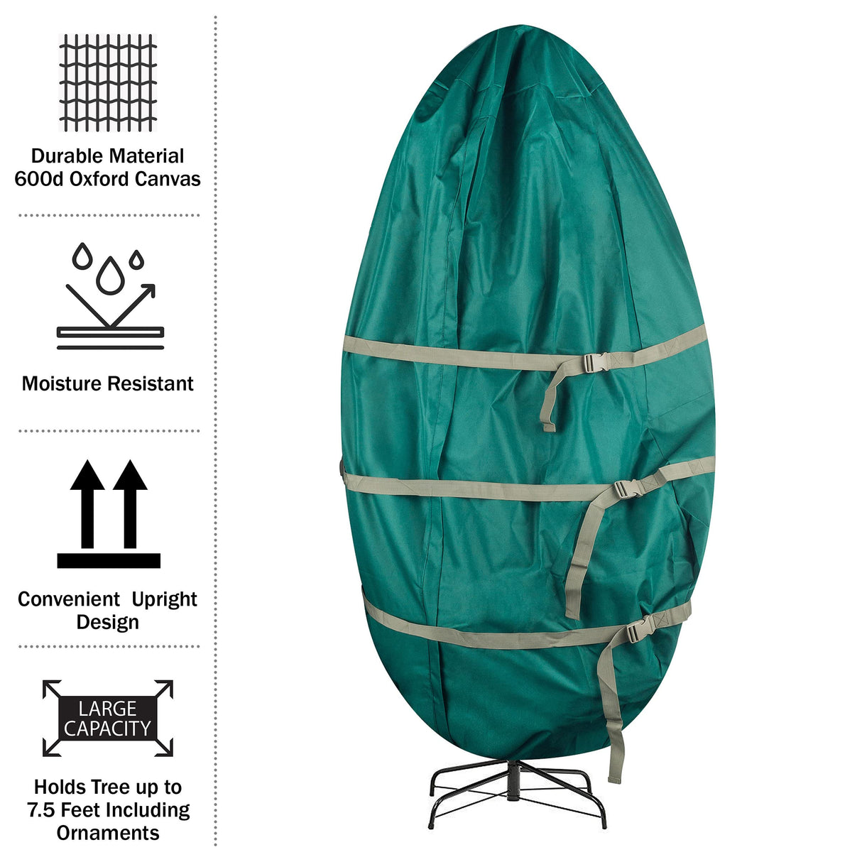 Upright Christmas Tree Storage Bag - Canvas Cover for 7.5-Foot Artificial Trees, Inflatables, and Christmas Decorations by Tiny Tim Totes (Green) TINY TIM TOTES