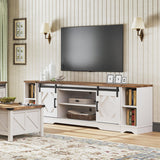 WAMPAT Modern Farmhouse 3 in 1 TV Stand for up to 95" TVs Wood Entertainment Center with Open Storage for Living Room,Antique White WAMPAT