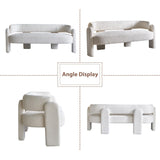 Tmsan Modern 3 Seat Curved Sofa, Upholstered Boucle Accent Sofa, Comfy Small Couch for Living Room, Dining Room, Reception, Beige Tmsan