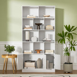 Housoul 71" Tall Bookshelf with 10 Cubes and 3 Doors, 4-Tier Bookshelf, Open Shelf Bookcase with Cabinet, Modern Cube Storage Organizer for Living Room, and Office, White Housoul