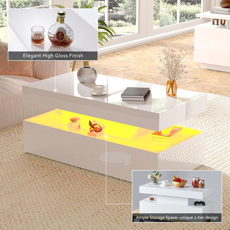 AMERLIFE 5 Piece Modern Living Room Table Set, Includes 70" Fireplace TV Stand, 2-Tier Coffee Table, 2 X Side Tables with Charging Station, LED Media Furniture, White AMERLIFE