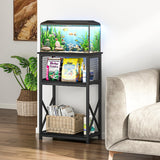 Snughome Fish Tank Stand, 10 Gallon Aquarium Stand with Storage, 3 Tier Heavy Metal Fish Tank Stand Fish Tank Shelf 20.47" x 11.42" x 30.91", Black Snughome