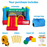 Funormous Educational Inflatable Bouncy House for Kids Outdoor Jump 'n Slide Bounce House with Blower Included for Kids Ages 3-8 Funormous