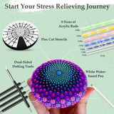Mandala Rock Painting Arts and Craft Kit for Adults Women - 35 PCS Mandala Dotting Tools Kit - Large Wooden Rocks with Stencils, Acrylic Paints,Dotting Tools - DIY Relaxing and Creative Activity apolyone