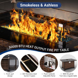 Amopatio Outdoor Patio Furniture Sets, 8 Pieces Wicker Patio Furniture, Outdoor Sectional Patio Couch Set with Ottoman, Outdoor Conversation Set with 44" Gas Fire Pit (Navy Blue) Amopatio