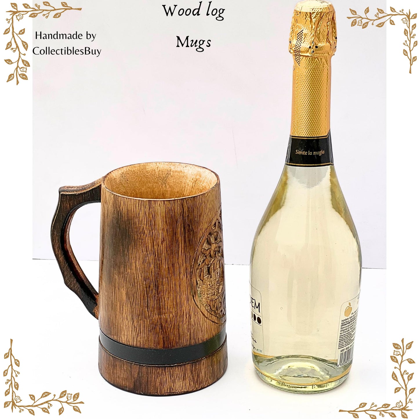 Handmade Mango Wooden Beer Coffee Mugs Wood Dark Natural - Eco-Friendly Wooden Tankard Gift Glass Stein Tea Cup Barrel for Men Women Coffee Viking Mug - WoodArtSupply