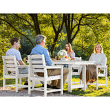 SERWALL Patio Table Set, Outdoor HDPE Dining Set with Umbrella Hole, 5-Piece - Table and 4 Chairs, All Weather for Lawn, Garden, Poolside, White SERWALL