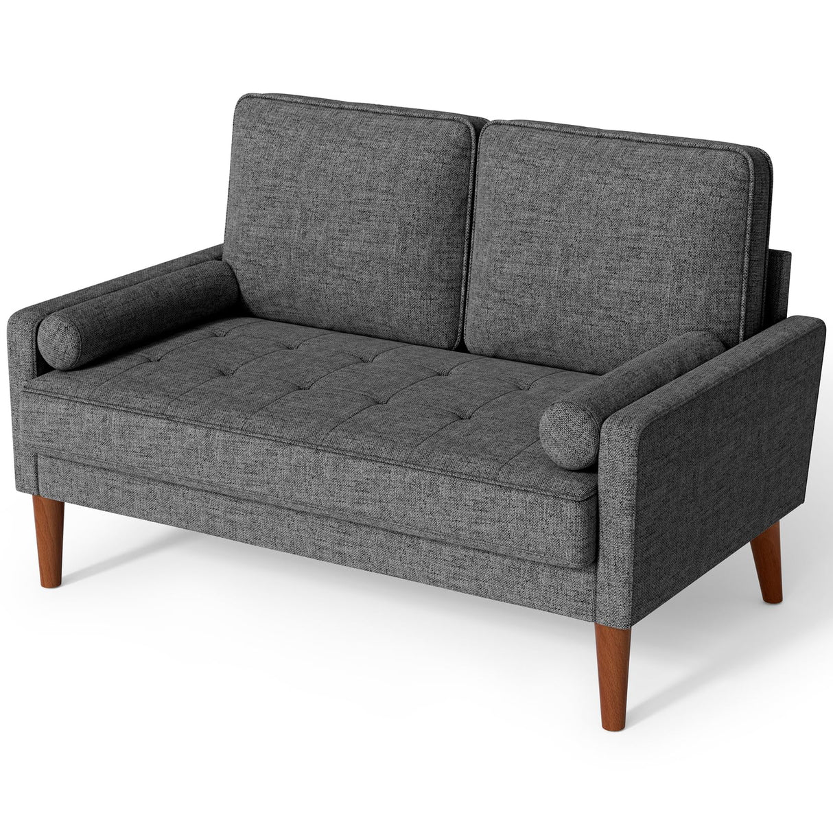 Viihousiom 48" Sofa Loveseat, Mid Century Couch for Small Spaces, Bedroom and Living Room, Removable Cover Spring Cushions, Solid Wood Frame, Easy to Install, Grey Viihousiom