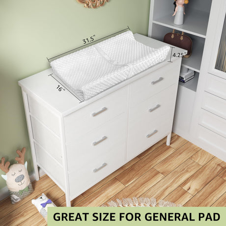 BOLUO White Dresser for Bedroom 6 Drawer,Wide Dresser TV Stand for 50" TV Dressers & Chests of Drawers Fabric Dresser for Closet Modern BOLUO