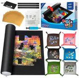 Sancallie 51“x34” Large Jigsaw Puzzle Mat Roll Up Mat- with 15 Glue Sheets, 6 PE Bags Jigroll to 2,000 Pieces with 6 Colorful Trays, Gift Box with Drawstring Bag, 3 Elastic Band, Hand Pump Sancallie