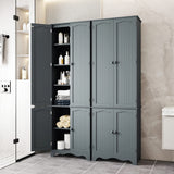 Yusong 72'' Tall Kitchen Pantry Cabinet, Freestanding Storage Cabinet with Doors and Shelves, Wooden Food Pantry Farmhouse Cupboard Buffet for Kitchen Dining Living Room, Gray Yusong