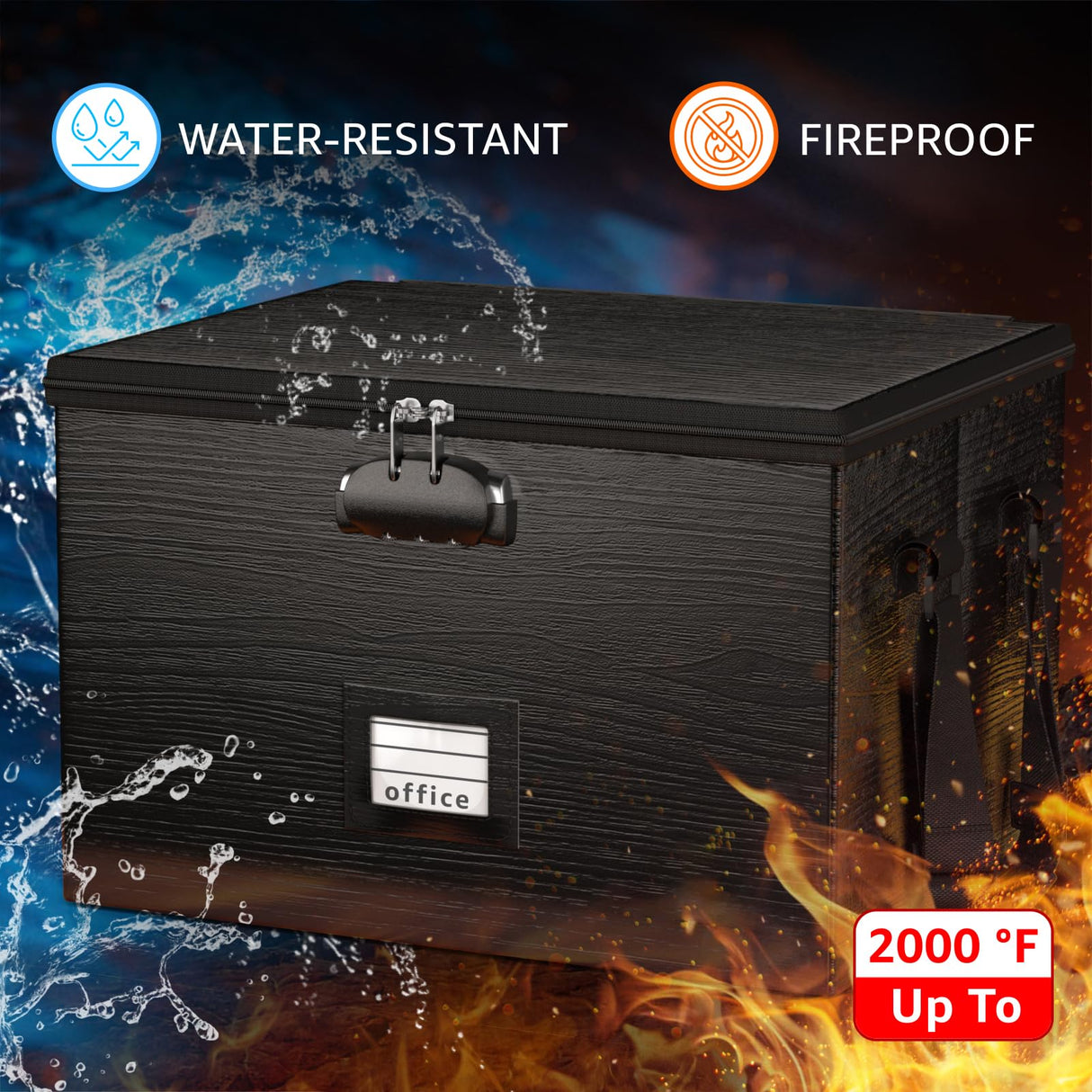 ROSONG Fireproof Document Box File Organizer - Portable Locking Filing Storage Box with Handle Waterproof for Hanging Letter/Legal Folder Important Document ROSONG