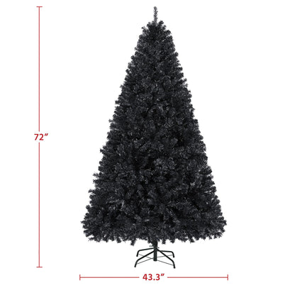 Yaheetech 6ft Black Artificial Christmas Pine Tree Seasonal Holiday Carnival Home Party Decoration for Home, Office, Party Decoration Indoor Outdoor with 818 Branch Tips and Foldable Stand