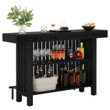 Tribesigns 63-Inch Large Home Bar Unit, 2-Tier Mini Bar Table Height Pub Table with Footrest, Modern Black Coffee Bar Cabinet for Home Kitchen, Bistro, Dining Room, Living Room Tribesigns