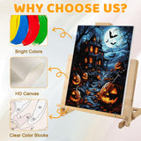 EMIEAUFG Creative Paint by Number Kit for Adults,Halloween Haunted House DIY Paint by Numbers Set for Home Decor and Gifting - 12x16 Inch EMIEAUFG