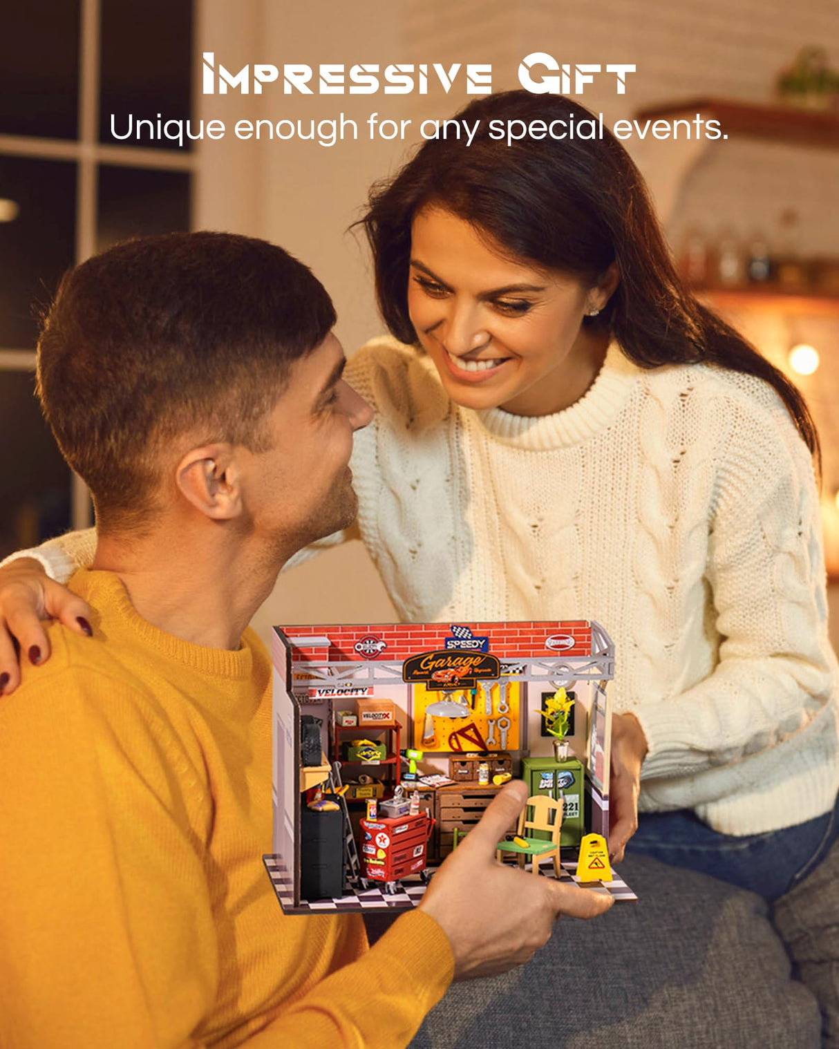 Rolife DIY Miniature House Kit Garage Workshop, Build 1/20 Mini House Building Kit with LED Craft Kits for Aduls Gifts for Him Her Kids Rolife