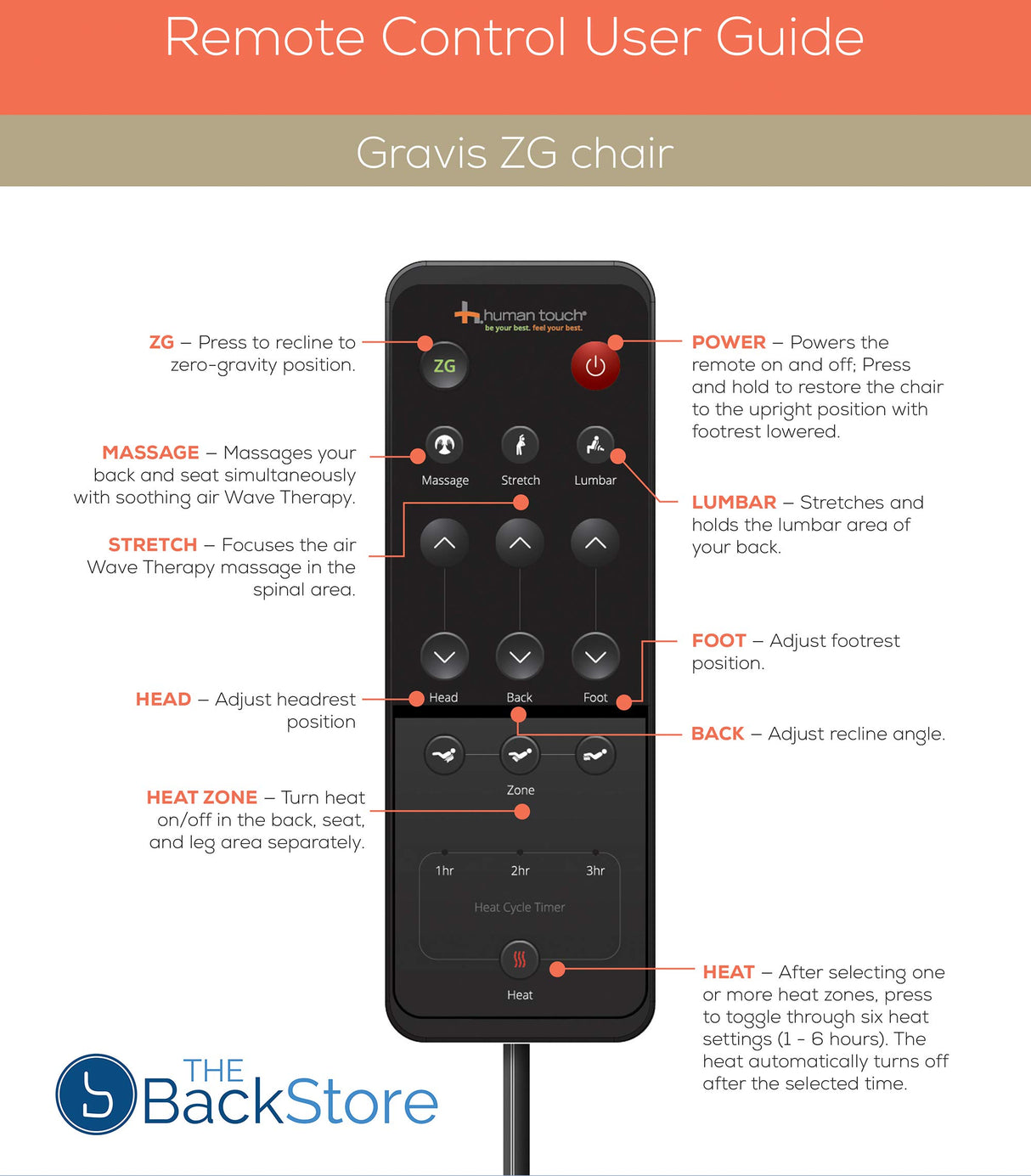 Human Touch Gravis ZG Zero Gravity Leather Massage Chair Recliner with Remote - Beech Wood - Saddle Dark Brown Leather Human Touch Gravis ZG