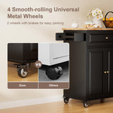 Gizoon Black Kitchen Island Cart with Rubberwood Top & Multi-Storage for Home and Dining Gizoon