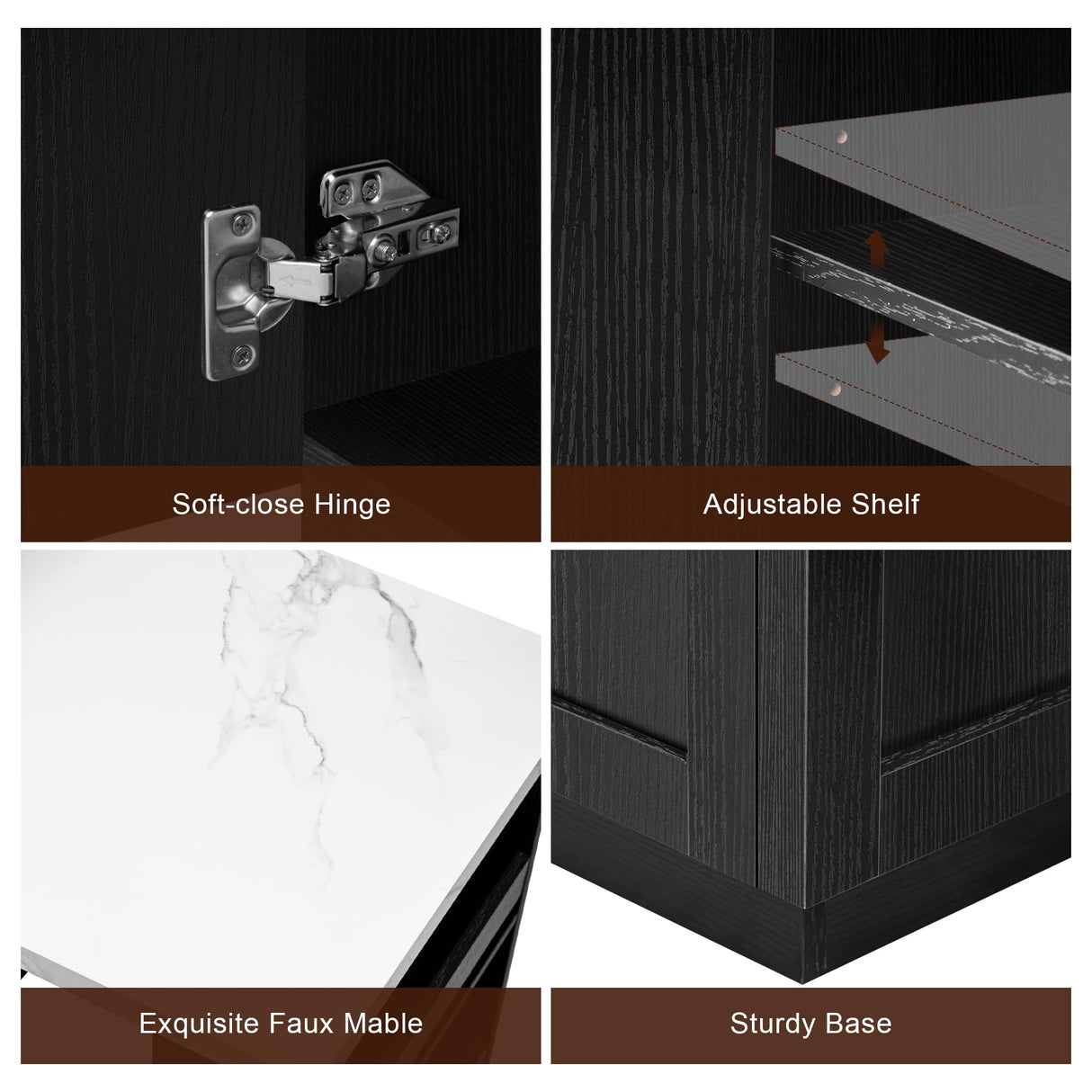 RUNNA Kitchen Island with Extendable Dining Table for 4-6 Person,Two-Tone Kitchen Table, Power Outlet, Kitchen Island with Storage 2 Drawers 2 Side Open Shelves (Black~010) RUNNA