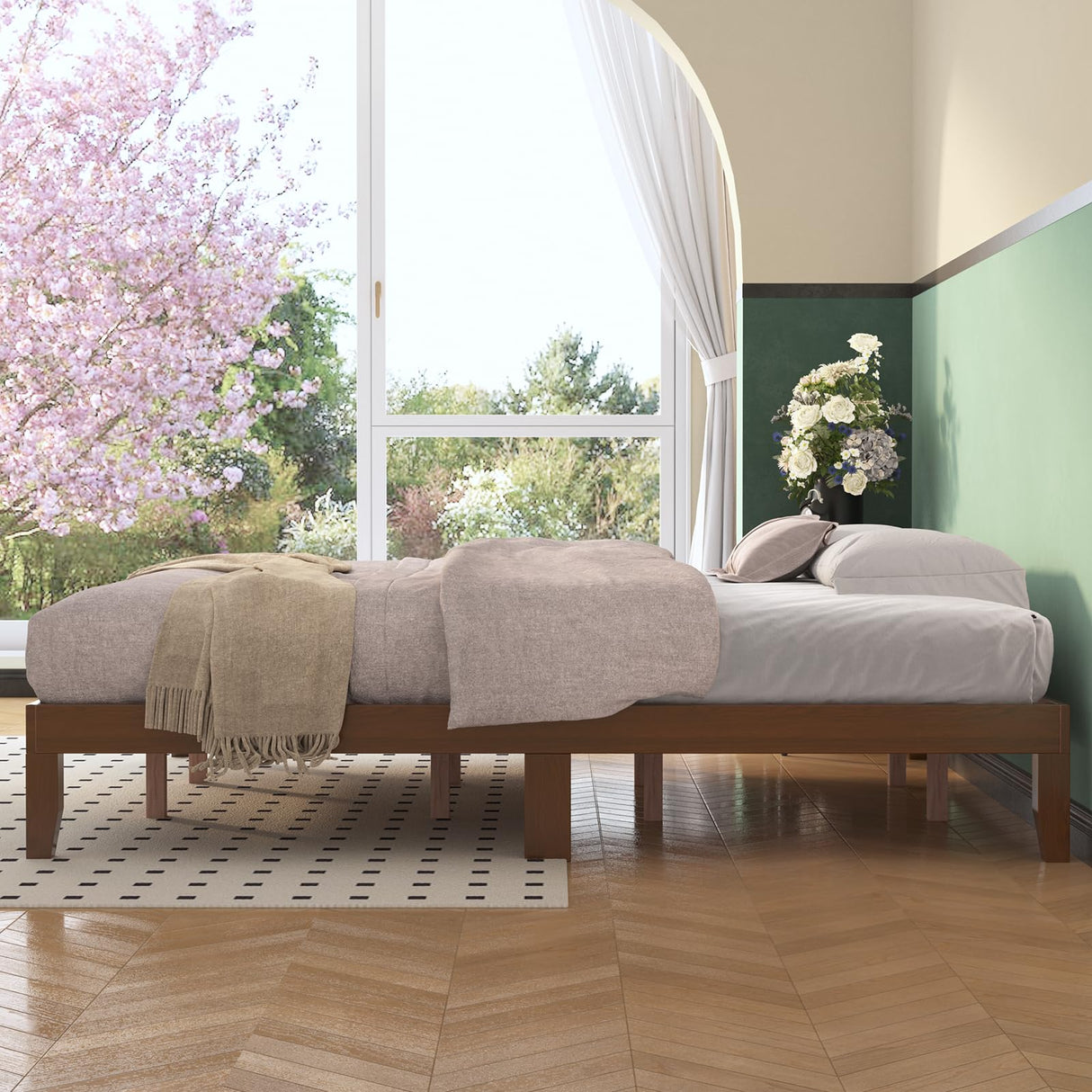 Natulliy King Bed Frames,Wood Platforms Bed with Wooden Slats Support,No Box Spring Needed,Easy Assembly,King,Pine Natulliy