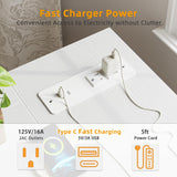 TIQLAB L Shaped Computer Desk with Power Outlets, 55 Inch Small Corner Desk with Reversible Shelves, Gaming Desk Computer Table Study Writing Desk for Home Office Small Space, White TIQLAB