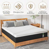 JEEKEA 12 inch Queen Mattress in a Box - 12 Inch Memory Foam Mattress Queen Size - Hybrid Matress for Back Pain Relief - Medium Firm with Motion Isolation & Strong Edge Support JEEKEA