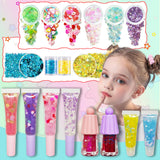 BRIPATI DIY Lip Gloss Making Kit - Make Your Own Lip Glosses Moisturizing DIY Lip Glaze Handmade Glittery Set for Teens Girls Women Makeup Lover Beginner Christmas Birthday Gift BRIPATI