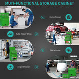 Greenvelly Metal Tool Chest,8-Drawer Rolling Tool Chest on Wheels,2 in 1 Detachable Tool Cabinets,Liners and Locking System for Warehouse, Garage,Workshop, Barbershop（Green） Greenvelly