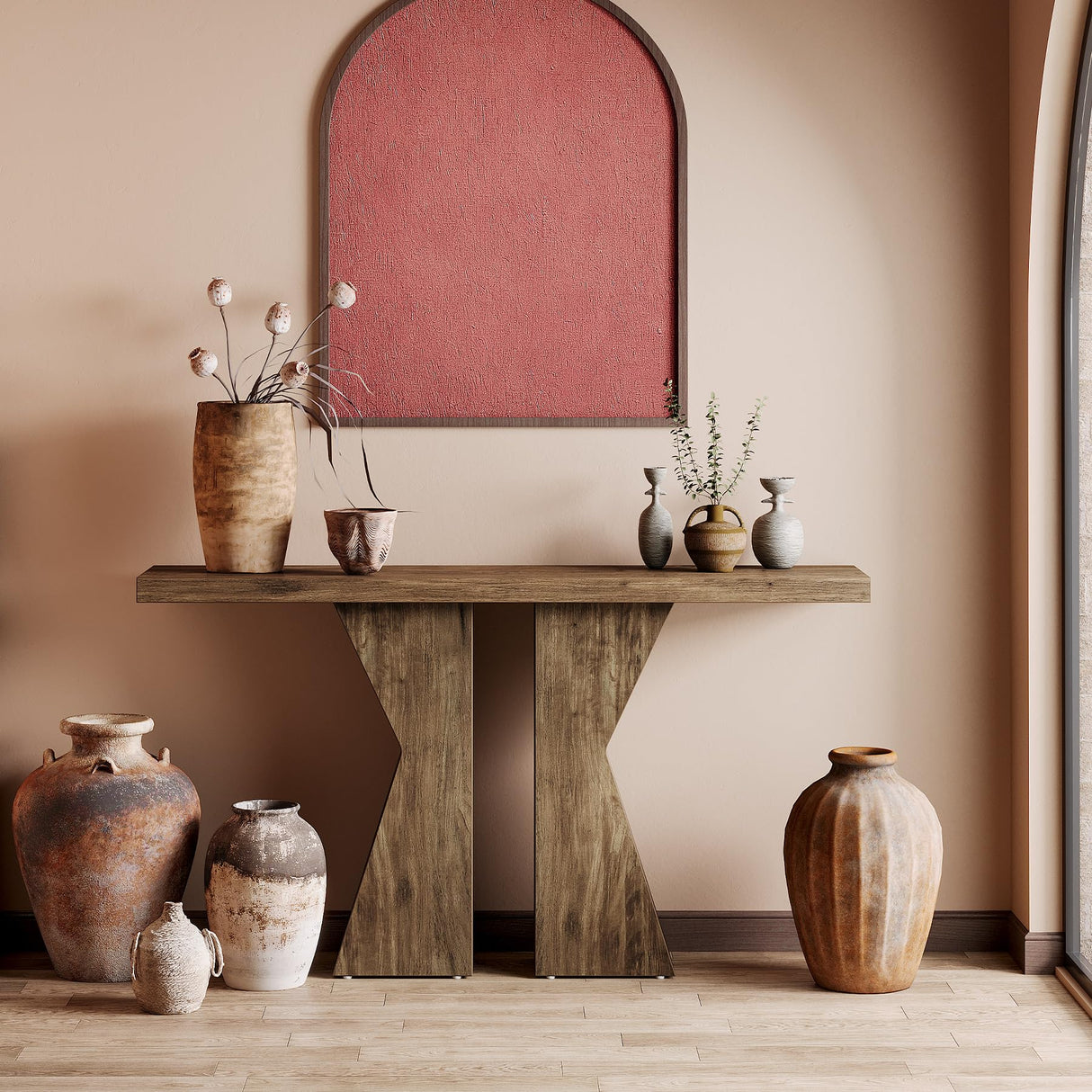 Tribesigns 55-Inch Farmhouse Entry Table, Sofa Console with K-Shaped Legs Rustic Behind Couch Table, Narrow Entryway Furniture Accent Piece for Hallway, Living Room Tribesigns