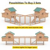 Wooden Chicken Coop, 80” Large Chicken Run 2 Tier Guinea Pig Pet House Outdoor with Pull Out Tray & Ramp Bunny Cage with Egg Box Rabbit Hutch with Lockable Door for Indoor Backyard(Original Wooden) Phonjoroo