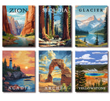 6 Pack National Park Diamond Art Kits for Adults Beginners,Diamond Painting Kits for Adults,5D Full Drill DIY Diamond Dot Gem Art Kit Wall Home Decor Arts Craft 12x16 inch Tiwabb