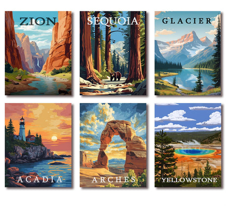 6 Pack National Park Diamond Art Kits for Adults Beginners,Diamond Painting Kits for Adults,5D Full Drill DIY Diamond Dot Gem Art Kit Wall Home Decor Arts Craft 12x16 inch Tiwabb