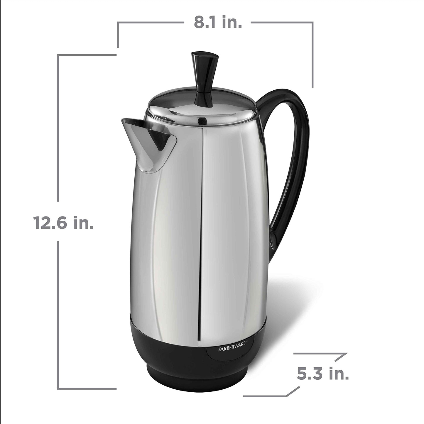 Farberware 12 Cup Electric Coffee Percolator, Coffee Maker with Stainless Steel Basket, Automatic Keep Warm, No-Drip Spout