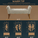 HOMCOM Traditional Style End of Bed Bench, Upholstered Entryway Bench with Button Tufted and Rounded Arm, Beige HOMCOM