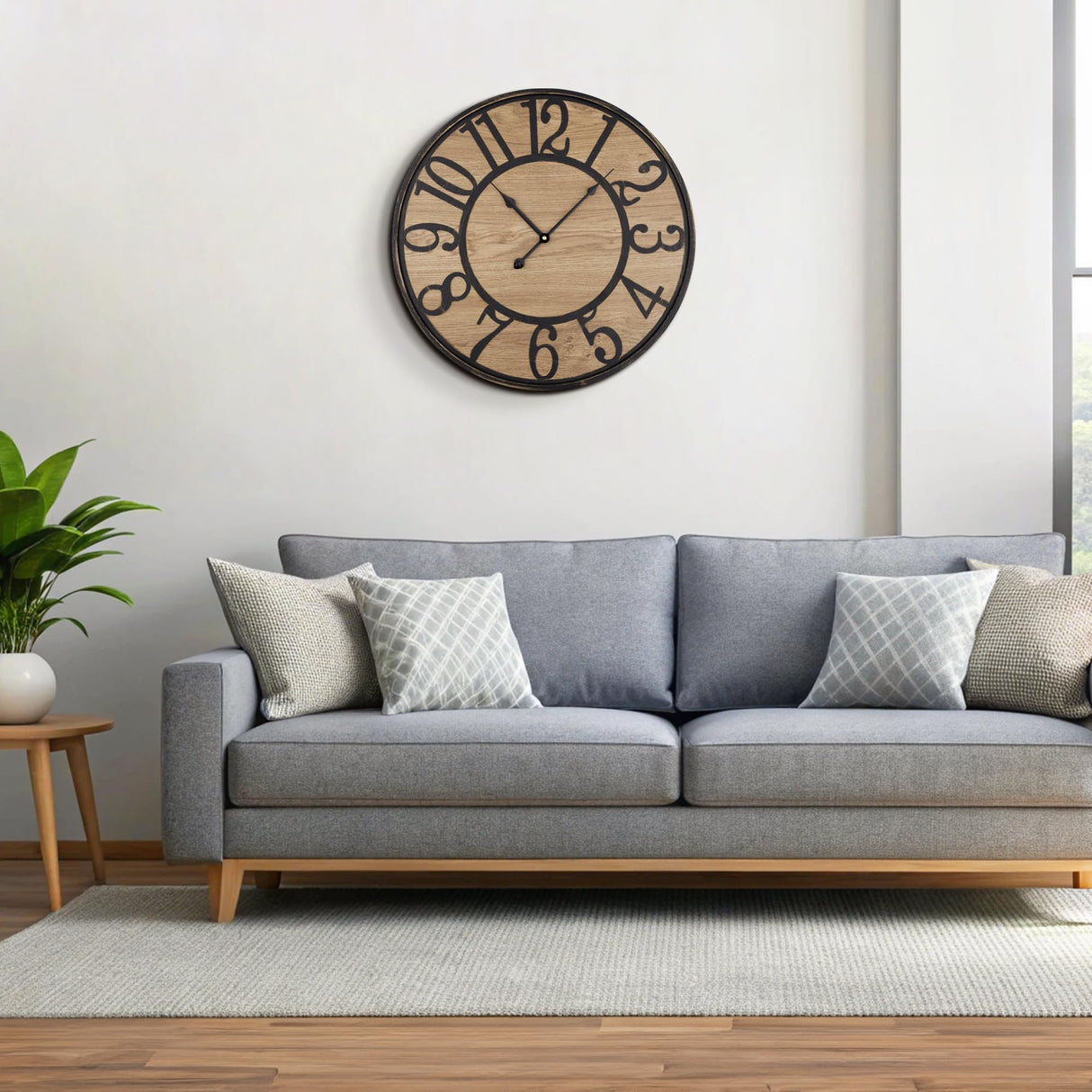 Maxstar Wall Clock Silent Bronze Rustic Farmhouse Metal & Wood Clocks with Arabic Numeral, Battery Operated Wall Clocks Decorative for Living Room Bedroom Office Home Decor 13inch Maxstar