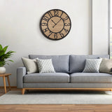 Maxstar Wall Clock Silent Bronze Rustic Farmhouse Metal & Wood Clocks with Arabic Numeral, Battery Operated Wall Clocks Decorative for Living Room Bedroom Office Home Decor 13inch Maxstar