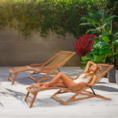 VINGLI FSC Acacia Wood Folding Outdoor Chairs Lounge Chair, Weather-Resistant Wooden Folding Chairs Patio Chair Furniture for Deck Fire Pit Porch Camping, Up to 350LBS VINGLI