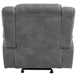 Coaster Home Furnishings - Conrad - Leatherette Upholstered Glider Recliner Chair with Overstuffed Arms, Pocket Coil Seating, and Ergonomic Lever - Living Room - 33-Inch - Gray - 650356 Coaster Fine Furniture