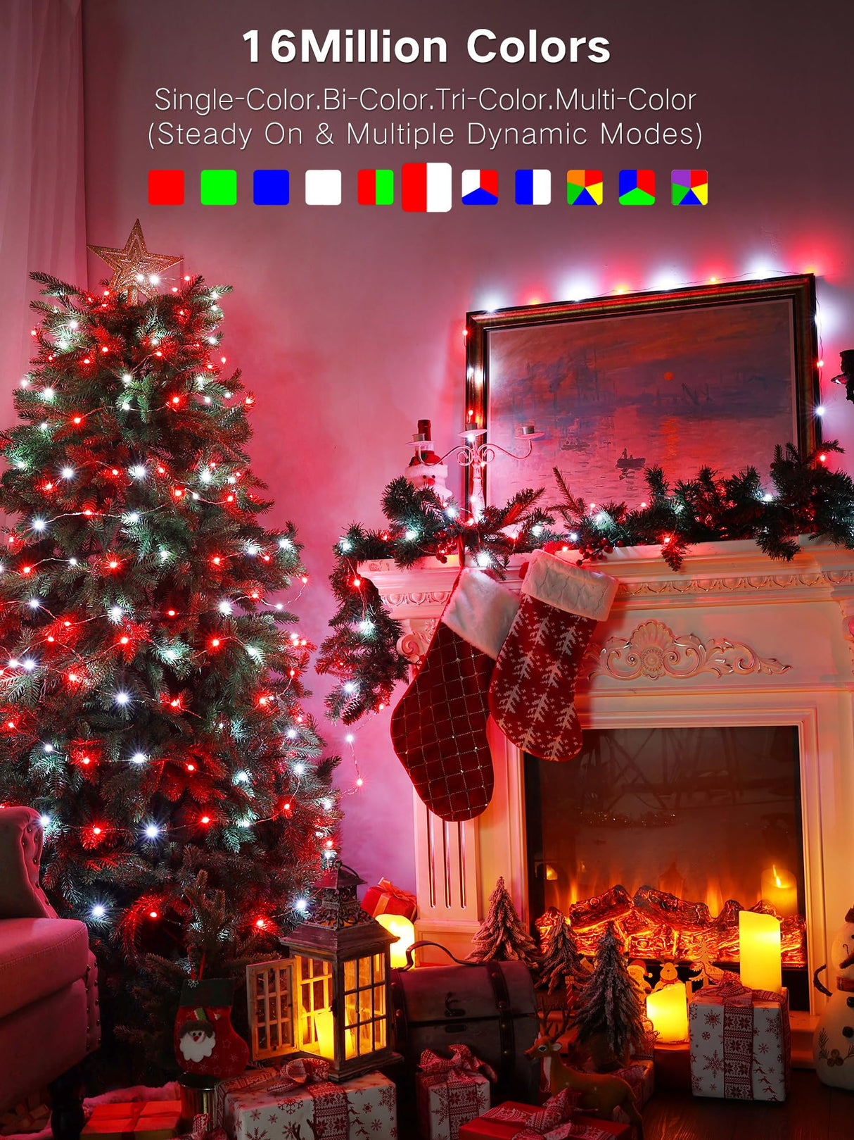 BrizLabs Smart Fairy String Lights, 66ft 200 LED WiFi Christmas Color Changing Fairy Lights App Control, Dimmable Christmas Lights, Christmas Multicolor Tree Party Lights Work with Alexa & Google BrizLabs