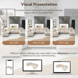 Merax Modern Oversized U-Shaped Sectional Sofa with Cup Holders & Chaise Lounge, Chenille 6-Seat Couch Set Sleeper Bed with Deep Seat Beige Merax