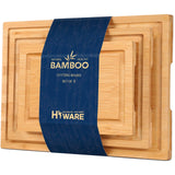 Hiware Wood Cutting Boards for Kitchen, Heavy Duty Bamboo Cutting Board with Juice Groove, Bamboo Chopping Board Set for Meat, Vegetables - Set of 3 HIWARE