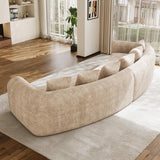 157" Oversized Curved Cloud Couch Sectional Sofa, Luxury Chenille Sofa with Extra Deep & Wide Seat, Modern Curved Couch for Living Room with 6 Throw Pillows, No Assembly Needed Brown OUYESSIR