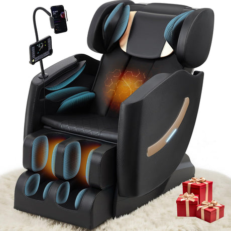 LetvbRFxy 2025 Massage Chair Full Body, Zero Gravity Shiatsu Massage Recliner Chair, 10 Fixed Rollers, Waist and Foot Heating, 6 Auto Mode, Touch Screen Controller, Gift for Family (Black) LetvbRFxy